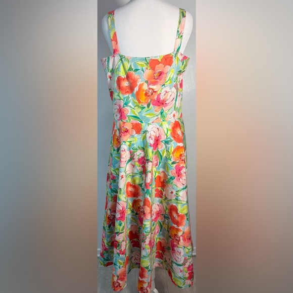 Ralph Lauren Floral Midi Dress - Green and Pink - Picture 5 of 15